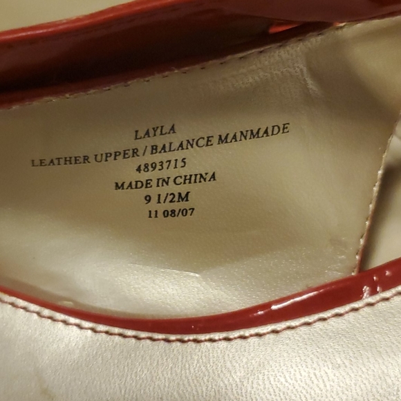 Vintage 80s red peeptoe flats Layla patent leather - Picture 4 of 5